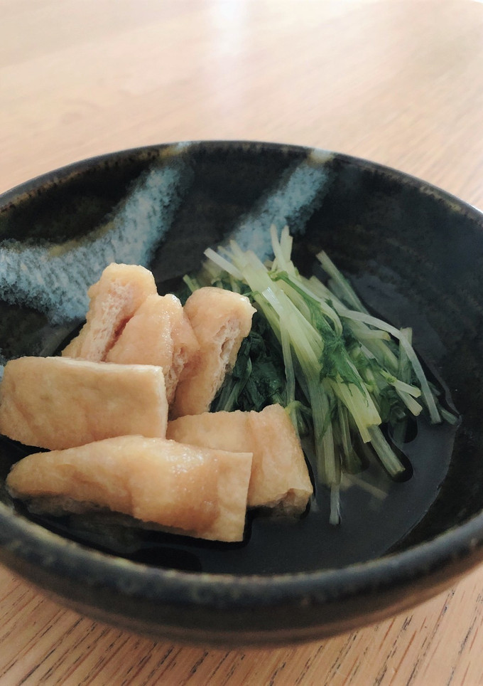 レンジで簡単☆水菜と油揚げの煮びたし-レシピのメイン写真