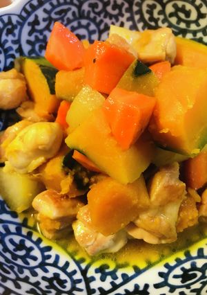 鶏肉とカボチャ＆根菜の甘煮-レシピのメイン写真