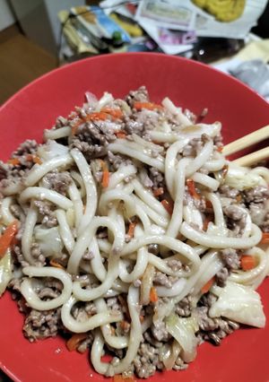 ひき肉汁なしうどん-レシピのメイン写真