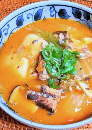 餅入り鯖缶キムチスープ-レシピのメイン写真