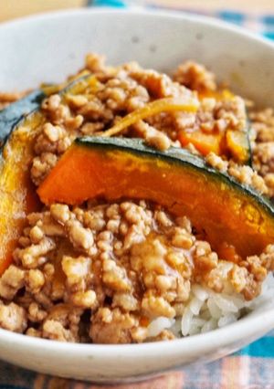 旬のかぼちゃでひき肉あんかけ丼-レシピのメイン写真
