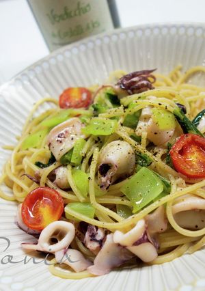 小松菜と*ヤリイカの具だくさんパスタ-レシピのメイン写真