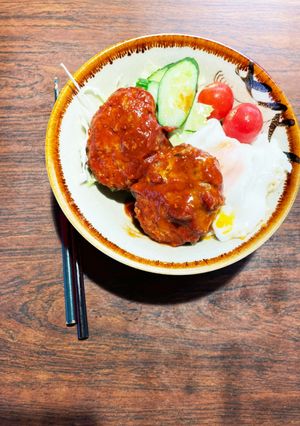 ハワイアン風デミハンバーグなロコモコ丼-レシピのメイン写真