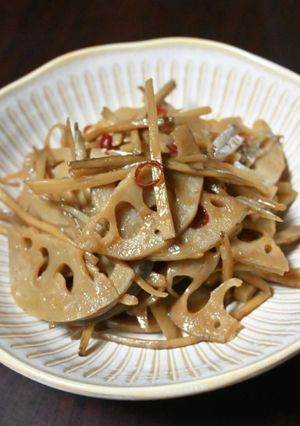 お酢でさっぱり蓮根とごぼうのきんぴら-レシピのメイン写真