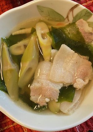 お出しを味わう四方竹と豚バラわかめの煮物-レシピのメイン写真
