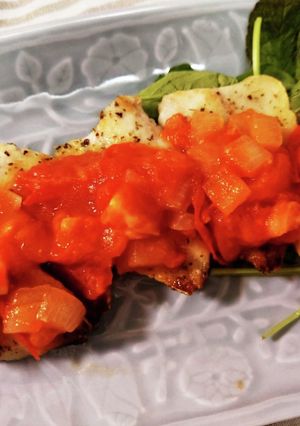 鯵の米粉ハーブソテーと簡単トマトソース-レシピのメイン写真