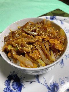 玉ねぎと豚肉の焼肉丼♪♪-レシピのメイン写真