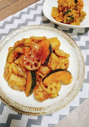 ✿かぼちゃと蓮根の鶏から甘辛炒め✿-レシピのメイン写真