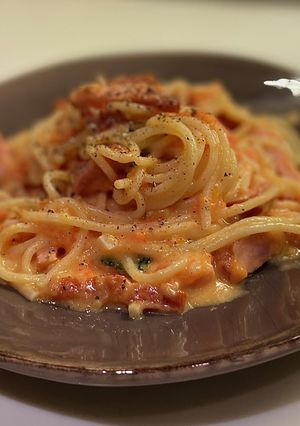 美味！燻製ベーコンとバジルのトマトパスタ-レシピのメイン写真