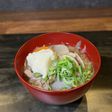 具沢山味噌仕立ての牛汁、呉豆腐添え