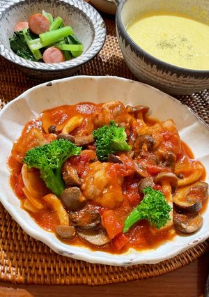 豚こまときのこのトマトクリーム煮♩-レシピのメイン写真