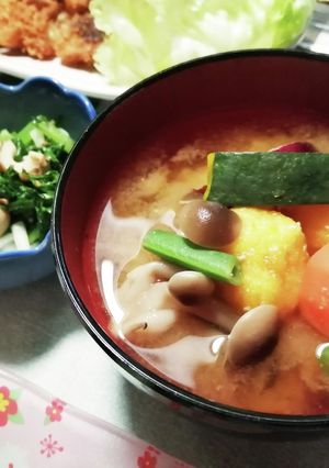 カボチャのおから団子でほっこり味噌汁-レシピのメイン写真