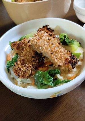 全部レンジで！揚げずに和風あんのカツ丼-レシピのメイン写真