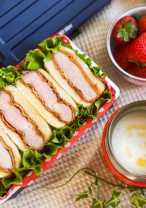 63℃,95℃かつサンドとポタージュ弁当-レシピのメイン写真