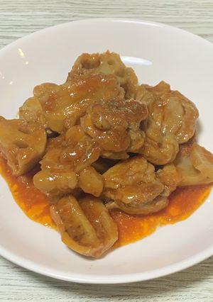 鶏肉とれんこんのケチャップ煮-レシピのメイン写真