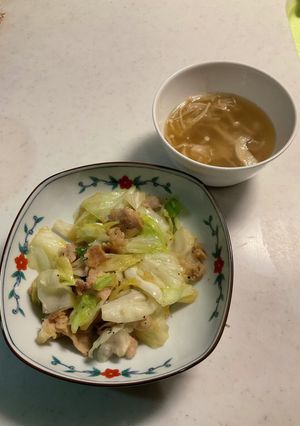 野菜炒め、コンソメスープ-レシピのメイン写真