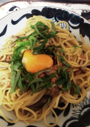 ワンパン!!和風納豆カルボナーラ風-レシピのメイン写真