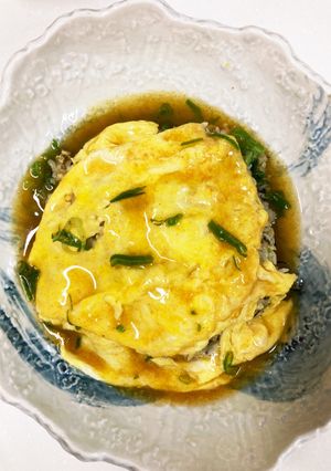 カレー味のひじき炒めでカレー餡掛け卵〜♪-レシピのメイン写真
