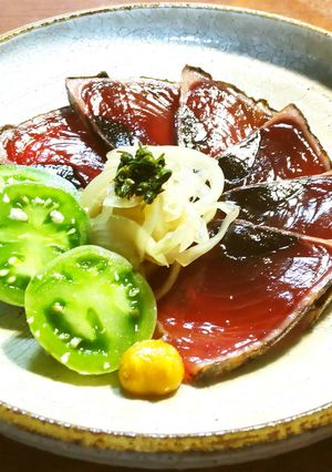 鰹のたたきの漬け　発酵玉葱＆青いトマト-レシピのメイン写真