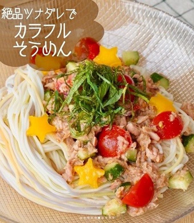 絶品ツナダレでカラフルそうめん-レシピのメイン写真