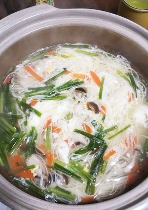 ニラと卵とそう麺と あったか煮麺-レシピのメイン写真