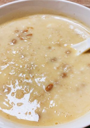レンジで作るオートミールの納豆卵粥-レシピのメイン写真