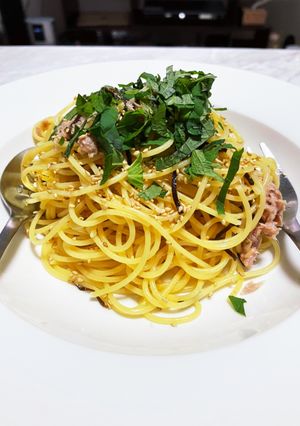 串鳥梅だれと大葉の塩昆布ツナパスタ-レシピのメイン写真