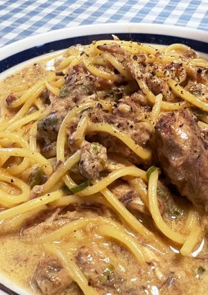 簡単!ワンパン!鯖缶クリーム風パスタ-レシピのメイン写真