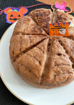 QCで作る♡ハロウィンくもの巣パン-レシピのメイン写真