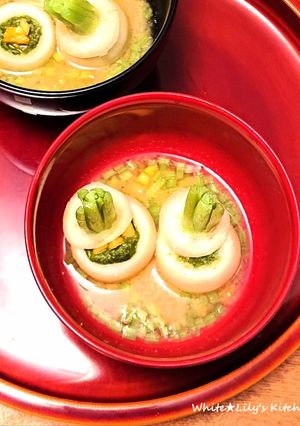 料亭風3色味噌汁⭐蕪にほうれん草ペースト-レシピのメイン写真