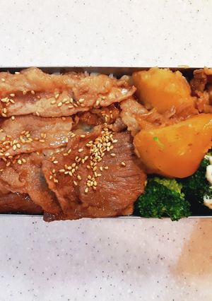 高校生弁当覚え書き92焼き肉肉じゃが弁当-レシピのメイン写真
