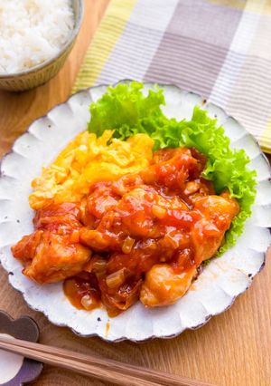 ふわふわたまご添え♩しっとり鶏チリ-レシピのメイン写真