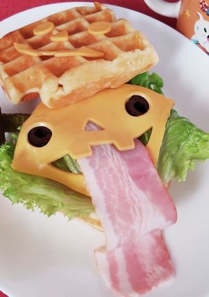 あっかんべーゴーストのワッフルサンド♪-レシピのメイン写真