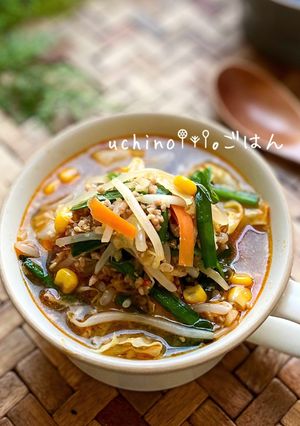 野菜たっぷり♪♪味噌ラーメン風スープ-レシピのメイン写真
