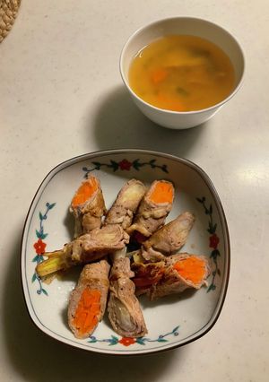 野菜の肉巻き、味噌汁-レシピのメイン写真