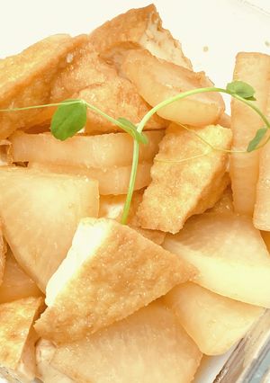 レンジで下茹大根と厚揚げの煮物。生姜風味-レシピのメイン写真