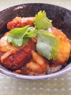 ハムカツ卵とじ丼-レシピのメイン写真