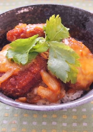 ハムカツ卵とじ丼-レシピのメイン写真