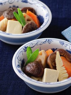 椎茸こうやタケノコの煮物炊き合わせ-レシピのメイン写真
