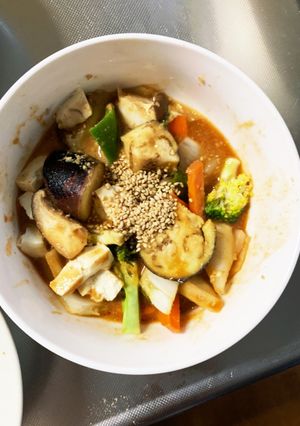 レンジ肉無豆腐きな粉ケチャ醤油味野菜炒め-レシピのメイン写真