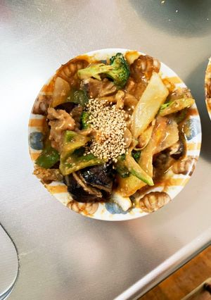 きな粉簡単梅ソース味豚こま大根青椒肉絲風-レシピのメイン写真