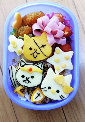 お弁当 にゃんこ大戦争にキティ？-レシピのメイン写真