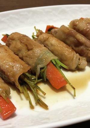 焼豚の煮汁で【野菜の肉巻き】-レシピのメイン写真