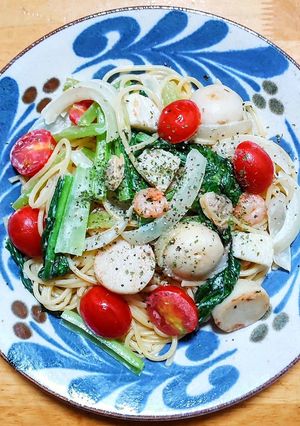 シーフードミックスと里芋のクリームパスタ-レシピのメイン写真