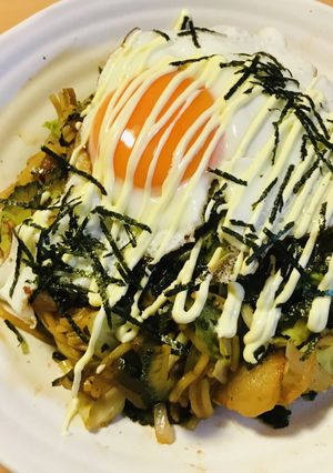 ゴーヤー＆キャベツの目玉焼きそば-レシピのメイン写真