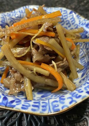 ゴボウと人参と牛肉の煮物　簡単★小鉢-レシピのメイン写真
