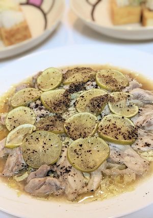 レンジで鶏もも肉とキャベツのすだち蒸し-レシピのメイン写真
