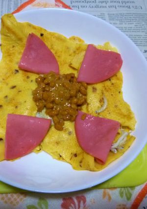 波里のお米の粉でビアソ＆納豆載せガレット-レシピのメイン写真