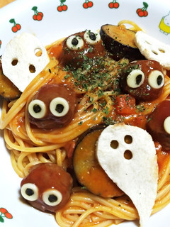 かわいいおばけのハロウィンスパゲッティ-レシピのメイン写真