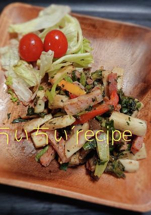 ベーコンとエリンギ&冷蔵庫掃除の野菜炒め-レシピのメイン写真